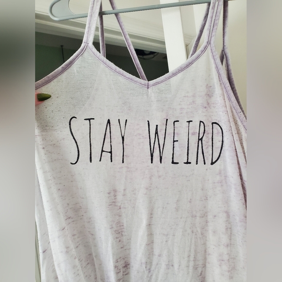 Stay Weird Pastel Purple Sheer Tank Top - Picture 2 of 6